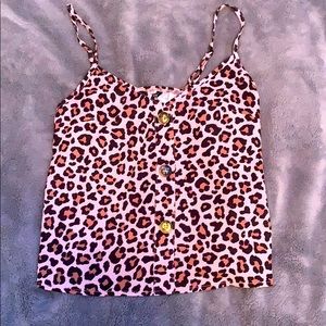 Buttoned front leopard cami top